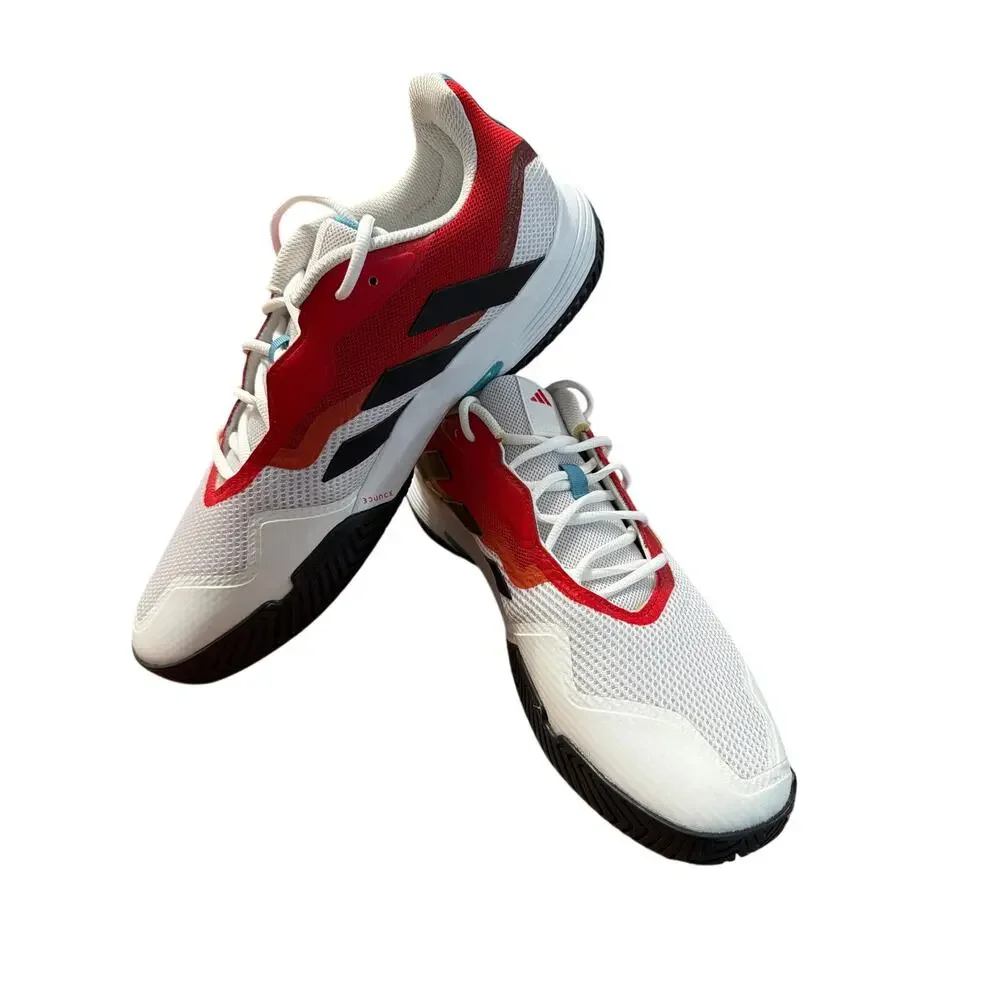 Adidas Mens CourtJam Control M White Red Black Tennis Shoes Sneakers Size 13 New